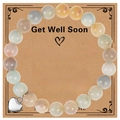 Pastel natural stone beaded bracelet with heart pendant on a Get Well Soon gift card - Amazonite Bracelet
