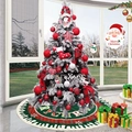 Roter und grüner Weihnachtsbaumrock mit festlichem Merry Christmas-Schriftzug - Grüner Stil / 122cm