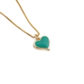 Minimalist gold chain necklace featuring a vibrant green heart enamel pendant on white - Green Heart