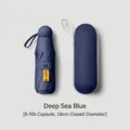 Mini 5-fold navy blue sun umbrella with UPF50+ protection and matching capsule case - 8 Ribs-With Case / Navy Blue