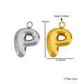 Pendentifs lettre P en acier inoxydable doré et argenté avec mesures et dimensions détaillées - Style Suspendu - Lettre P