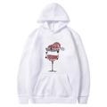 White Christmas hoodie with festive wine glass graphic and kangaroo pocket for men and women - S / Tops / White - Rhinestone Christmas Wine Glass (46)