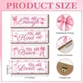 Pink bohemian wood wall signs set of 4 with bow and cherry patterns, 29x10cm size details - 25*10*0.5cm / Pink Plaid Bow Cherry Style (M24Y50815_Q)
