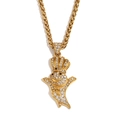 18K goud vergulde ketting met hiphop hanger ingelegd met glinsterende kristallen - Goud