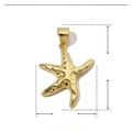 Detailed parameter view of a gold starfish copper pendant with 25mm height and 20mm width - Smooth Starfish Shape