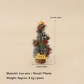 Miniature red and green tinsel Christmas tree with gold star and wooden base - No.64 - 11cm Standard Christmas Tree with Tag