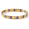 Elastic Tila bracelet set featuring golden and Klein blue enamel tiles for a trendy look - Klein Blue