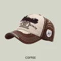 Vintage Baseballkappe in Kaffee und Beige mit Hawaii-Stickerei und Used-Look-Details - Verstellbar / Hawaii Kaffee