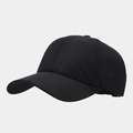Detail of laser-cut ventilation holes on breathable black lightweight sports cap - Adjustable / Black