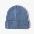 Classic knitted ribbed beanie in light blue with wide folded cuff for men and women - One Size / Gray Blue