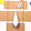 White knitted Christmas gnome hanging ornament with faux fur beard on wooden decor - White Style B