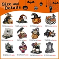 Detailed size chart for 12 Halloween skull gnome magnetic decals with exact measurements - CT335