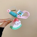 Detailed view of a handmade cartoon watermelon hair claw clip with pink woven rope - Watermelon Claw Clip