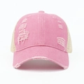 Rosa Distressed Trucker-Mütze mit Mesh-Rückseite und Vintage-Washed-Baseball-Cap-Stil - Rosa