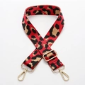 Adjustable wide replacement bag strap with red leopard print and golden hooks - No.184