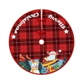 Falda para árbol de Navidad a cuadros rojos y negros con estampados de Papá Noel - Personaje de Dibujos Animados a Cuadros Rojos y Negros (Falda de Árbol 012)