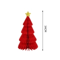 Red honeycomb paper Christmas tree decor with gold glitter star and 34cm height mark - Triangle Christmas Tree / 34cm / Red