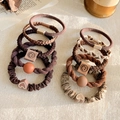 Elastic hair tie set in brown tones with woven textures and heart bead decorations - 4# Coffee & Camel