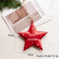 Nordic red metal star ornament with Merry Christmas text and double-sided design - Pentagram