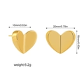 Detailed views of 18K gold heart earrings showing 20mm x 16mm size and 6.2g weight - 3D Cut Heart-Gold