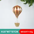 Hot air balloon Christmas ornament in rose gold and silver finish with gold glitter basket - Hot Air Balloon A (Rose Gold)