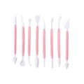 Detailed set of 8 dual-ended pink and white fondant sculpting tools for cake decorating - 8-Piece Set (OPP Bag) / Pink