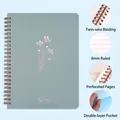 A5 spiral notebook in Morandi blue with rose gold foil dandelion and dual pockets - Light Cyan Gold Foil