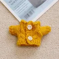 Bright yellow cable knit mini sweater for cotton dolls featuring two white buttons - Yellow Button Sweater