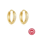 Classic 925 sterling silver gold-plated hoop earrings with opal and sparkling zircons - Classic Pave Zirconia