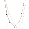 Elegante collana in oro rosa con dischi lucidi e perline in uno stile minimalista - Catena di Perline a Disco Oro Rosa