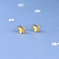 Minimalist gold butterfly stud earrings made of S925 sterling silver for women - 925 Silver / Gold