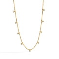 Collier chaîne à billes dorées avec pendentifs ronds en zircon sertis clos - Cuivre Plaqué Or 18K / Doré