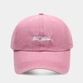 Pink washed cotton baseball cap with white mama heart embroidery and curved brim - Adjustable / Pink - Mama Style