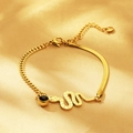 Pulsera dorada con cadena cubana y de serpiente y dije de serpiente con gema negra - Estilo Serpiente Gema Negra (KB183198-JM)