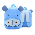 Cute blue plush hippo backpack for kids with adjustable straps and front pocket - Hippo