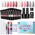 Nee Jolie 12-color solid extension nail gel kit with slip solution and base coat set - 12 Color Set (Boxed)