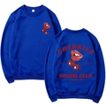 Königsblaues Sweatshirt mit Rundhalsausschnitt und rotem Kirsch- und Lippengrafik-Print - S / Blau