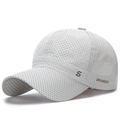 Light gray breathable mesh baseball cap with laser cut holes and S logo for summer sport - Adjustable / Light Gray