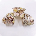 Elegant hollow hair claw clip with brown and yellow marble tortoiseshell pattern - Mixed Marble (D9-2-1)