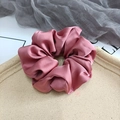 Elegant pink satin silk scrunchie with smooth pleated texture and glossy finish - Brick Red