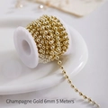 Champagne gold 6mm beaded chain garland for Christmas tree decoration, 5m on white spool - Champagne Gold 6mm Bead Chain / 6mmx5m