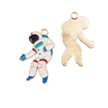Enamel astronaut charm set in white and gold finish for DIY jewelry making - Large Astronaut 23x33mm