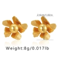 Detail view of 18K gold floral petal earrings with dimensions and weight specs - KE0463