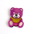 Chic purple acrylic teddy bear brooch with contrasting cream details for women - Plum Red Bear