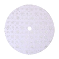 Jupe de sapin de Noël en peluche blanche avec motifs flocons de neige argentés - 38cm / Fin flocon de neige argenté bronzé