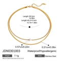 Detailed size chart showing double layer stainless steel pearl necklace dimensions and weight - Double Layer Single Pearl Pendant Style (JDN0301003)