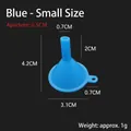 Mini embudo azul de plástico PP para líquidos con orificio de 0,5cm y 4,2cm alto - 1 pieza / Azul