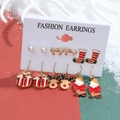 Christmas earrings set with reindeer and Santa Claus designs in festive red and green - Model 12 A-1333