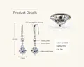 Elegant S925 sterling silver drop earrings featuring a 6.5mm moissanite and zircon accent - 1ct+1ct / Silver