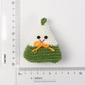 Handmade crochet rice ball keychain in white and green with an orange bow 7cm size - Japanese Rice Ball Style Pendant